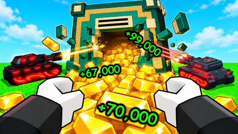Official Destroy a Vault artwork showing robots and a golden vault